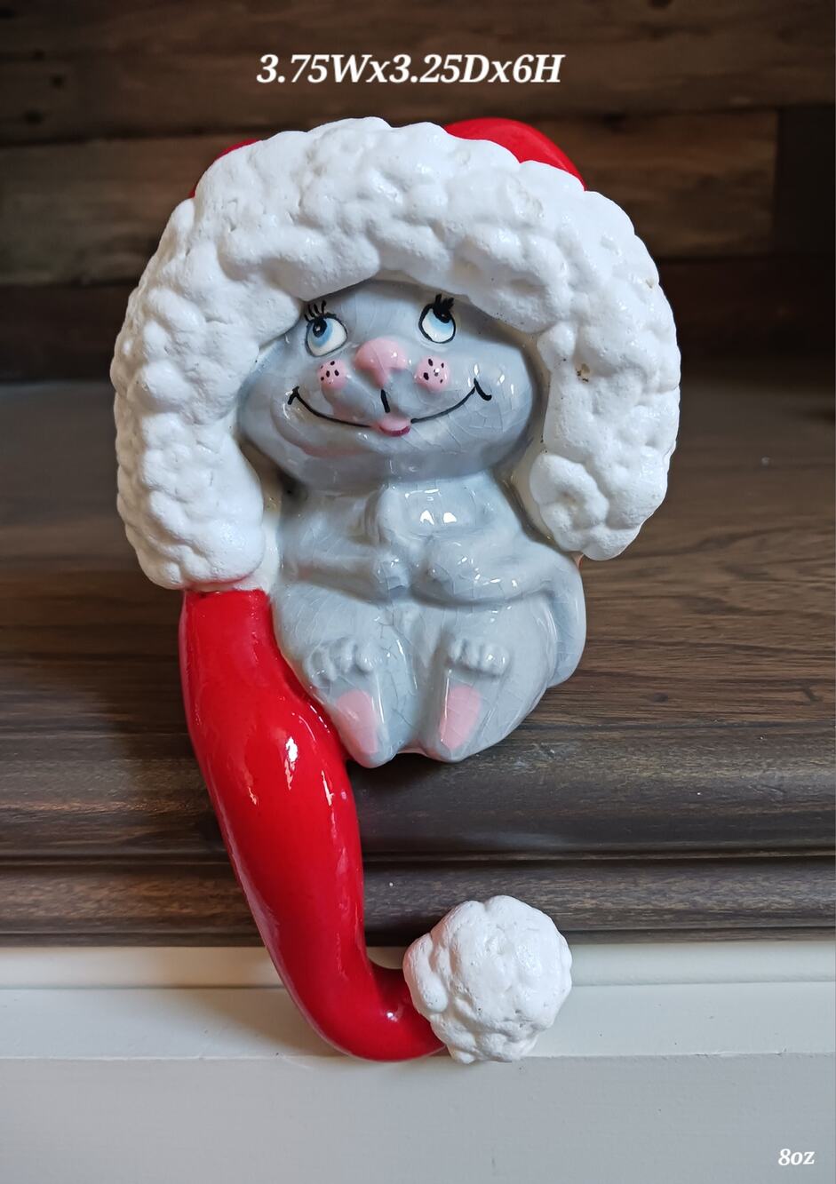 Vintage Christmas Ceramic Mouse Shelf Sitter Stocking Holder